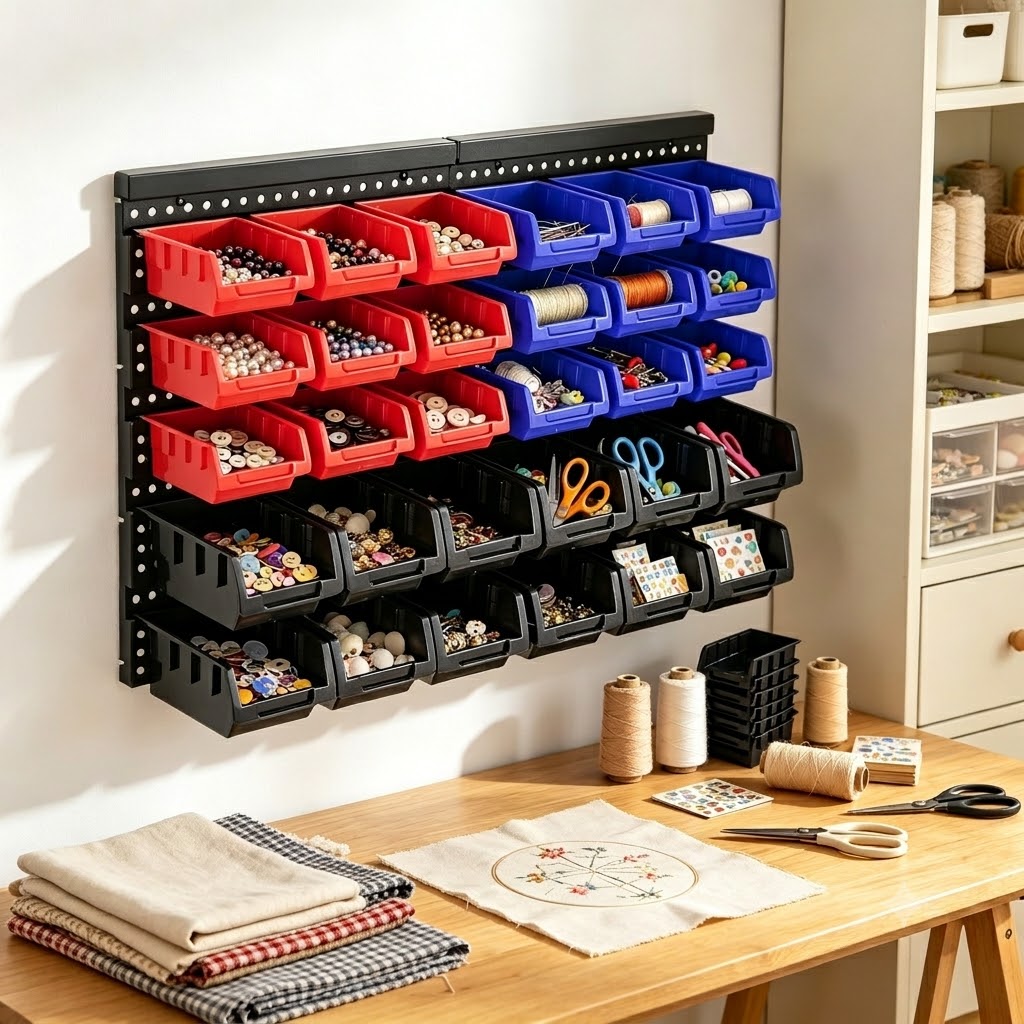 Home Improvement Binford Tools - Wall Mounted Storage Bins Organizer Rack