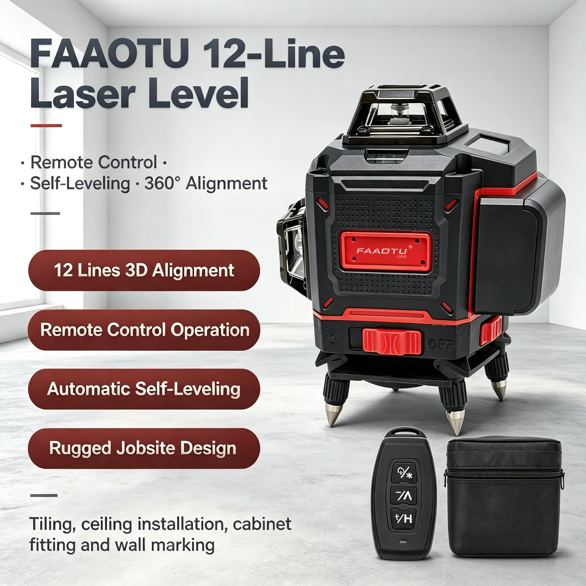 FAAOTU Digital 360-Degree Cros - Level Laser Line ulasan dan harga