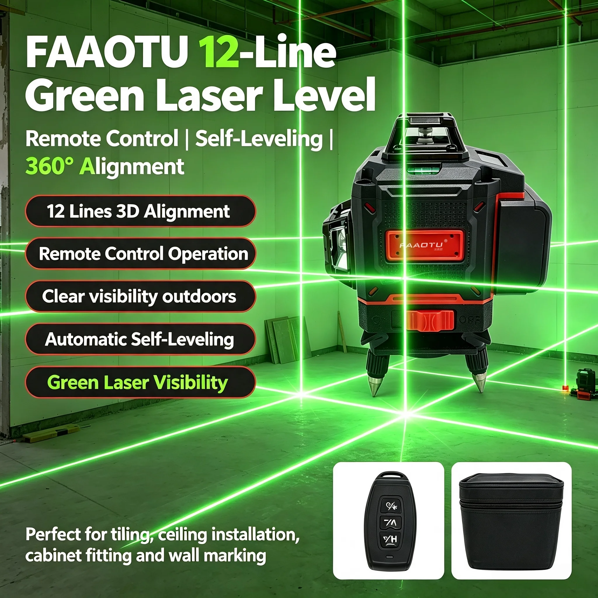 FAAOTU Digital 360-Degree Cros - Level Laser Line ulasan dan harga