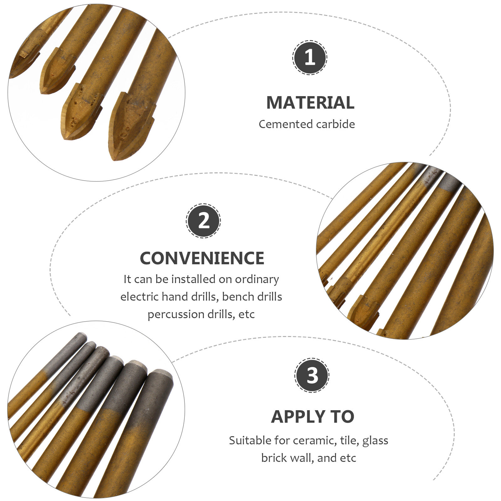 1Set Cross Spear Head Tile Dri - Drill Bit Set ulasan dan harga